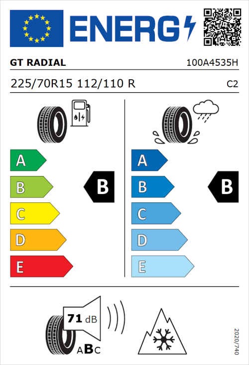 Tyre Label for GT Radial Maxmiler Pro 225/70R15 112/110R